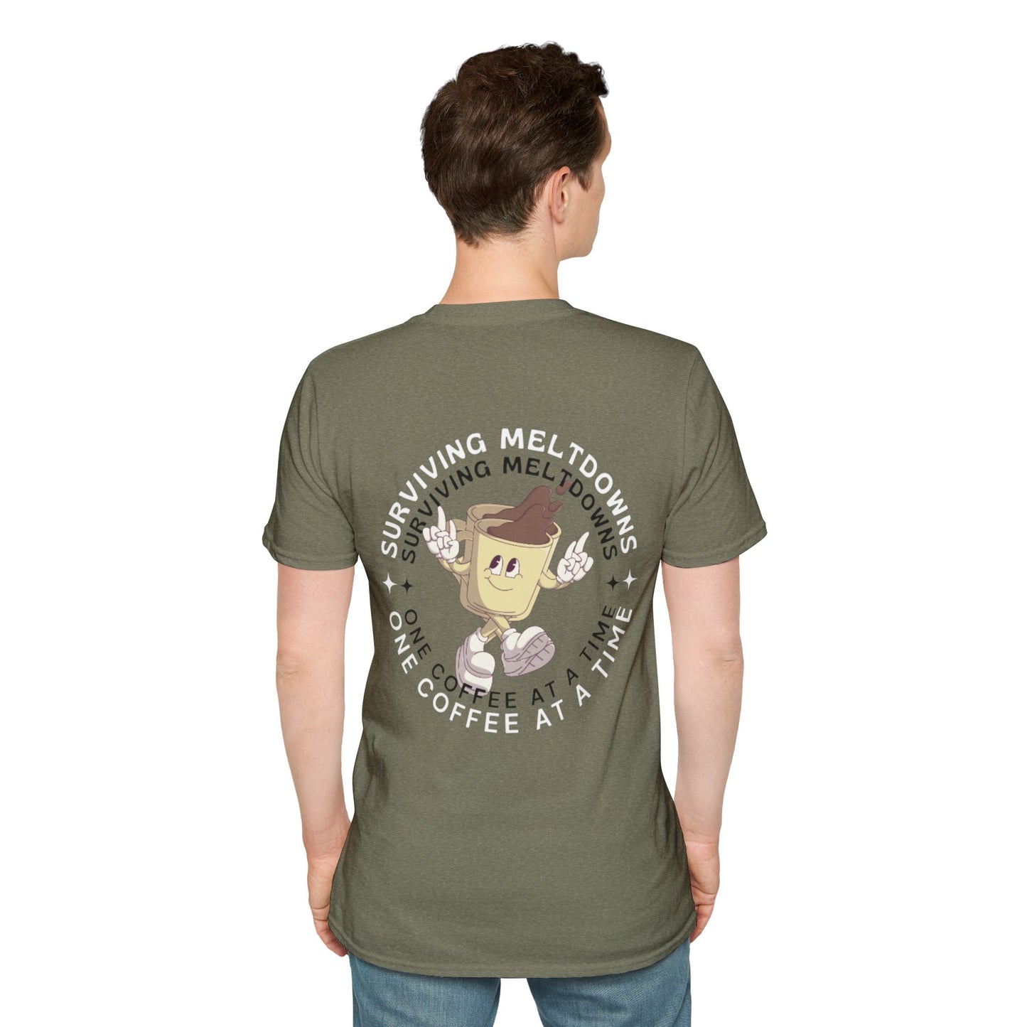 'Surviving Meltdowns One Coffee at a Time' Graphic T-Shirt