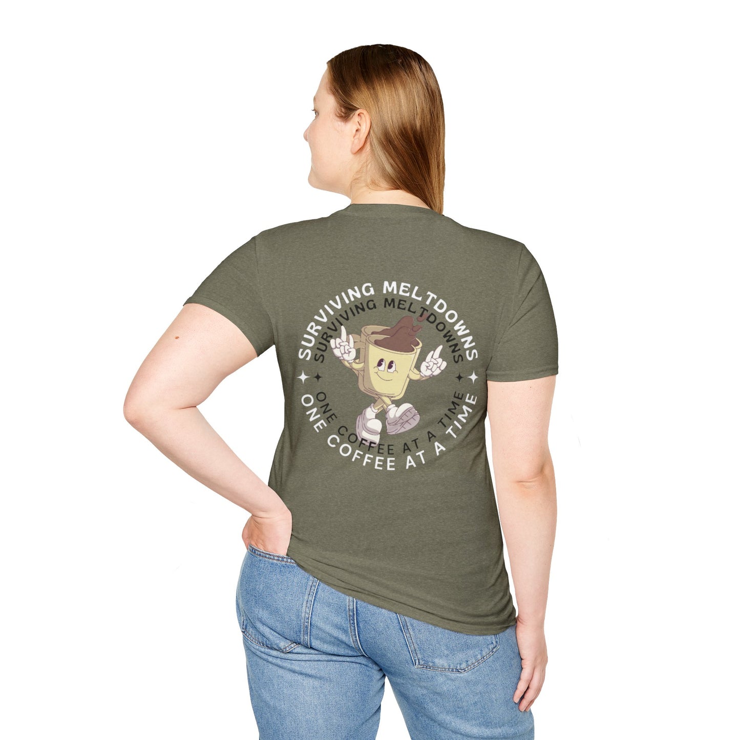 'Surviving Meltdowns One Coffee at a Time' Graphic T-Shirt